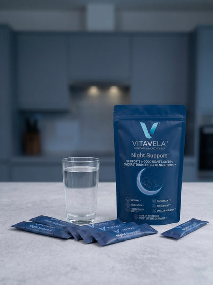 Vitavela Night Support – Slaapformule met Magnesium, L-Theanine &amp; L-Glycine | 30 sachets